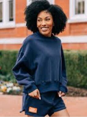 Auburn navy matching sweat set with patch